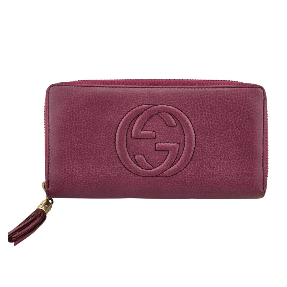 Gucci Soho Interlocking G Zip Around Wallet Fuchsia Leather
